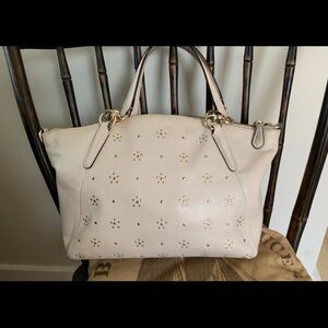 Coach Kelsey all over stud satchel bag beige